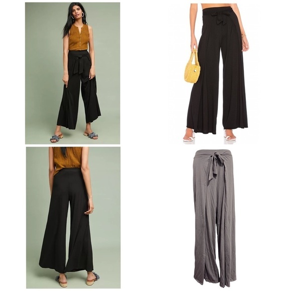 Michael Stars Tie-Front Wide-Leg Pants Size Large - Picture 1 of 6